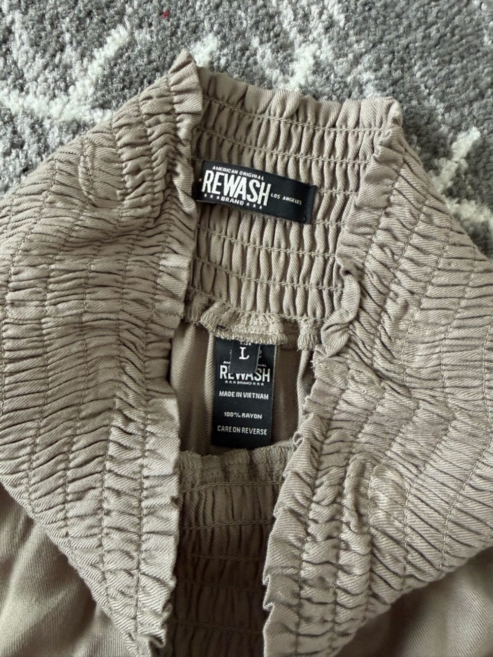 Rewash Wide Leg Pants in Taupe - Picture 4 of 4